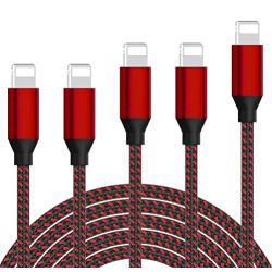 iPhone Charger WSCSR MFi Certified iPhone Charger Cable 5 Pack[3/3/6/6/10FT]Extra Long Nylon Braided USB Charging&Syncing Cord Compatible iPhone Xs/Max/XR/X/8/8Plus/7/7Plus/6S/6S Plus