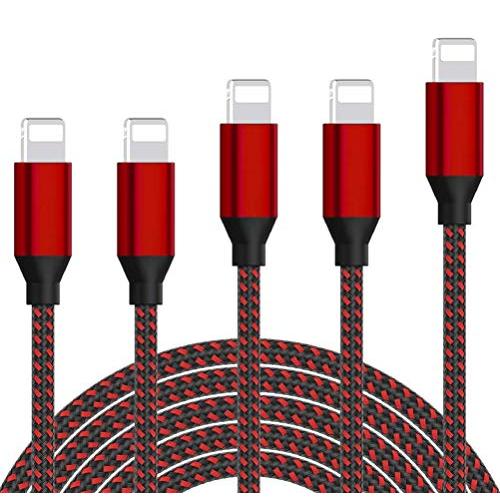 iPhone Charger WSCSR MFi Certified iPhone Charger Cable 5 Pack[3/3/6/6/10FT]Extra Long Nylon Braided USB Charging&Syncing Cord Compatible iPhone Xs/Max/XR/X/8/8Plus/7/7Plus/6S/6S Plus