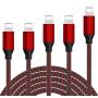 iPhone Charger WSCSR MFi Certified iPhone Charger Cable 5 Pack[3/3/6/6/10FT]Extra Long Nylon Braided USB Charging&Syncing Cord Compatible iPhone Xs/Max/XR/X/8/8Plus/7/7Plus/6S/6S Plus