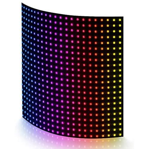 BTF-LIGHTING WS2812B RGB 2427SMD Individually Addressable Digital 22x22 484 Pixels 6.3in x 6.3in LED Matrix Flexible FPCB Dream Full Color Works with K-1000C Controller Image Video Text Display DC5V