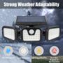 ZEVEZ Solar Lights Outdoor, 3 Heads 74LEDs Solar Motion Sensor Light Outdoor, Solar Security Lights 270° Illumination IP65 Waterproof for Entryway, Patio Yard, Garage and Pathway(1 pack)