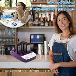 Daytech Restaurant Pager System, Wireless Paging Buzzer System, Rechargeable Table Numbers with 16 Coaster Pagers for Restaurant/Hotels/Food Truck/Cafe Shop/Clinic
