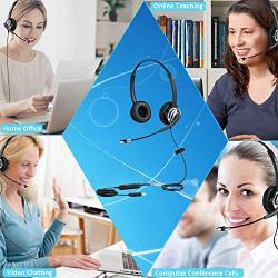 USB Telephone Headset with Noise Cancelling Nuance Dragon Dictation Microphone Computer PC Headset Dual Ear for Skype Chat, Online Learing, Conference Calls, Voice Chat, Softphones Call, Gaming etc