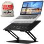 Laptop Stand for Desk - Adjustable Height Laptop Holder, Aluminum Laptop Riser with Heat-Vent, Computer Stand Compatible with All HP, Dell, MacBook Laptop (Black)