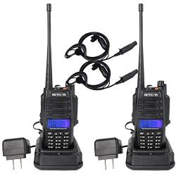 Retevis RT6 Waterproof 2 Way Radio Long Range,High Power Walkie Talkies for Adults, Dual Band 128 CH LCD Outdoor with Earpiece (2 Pack)