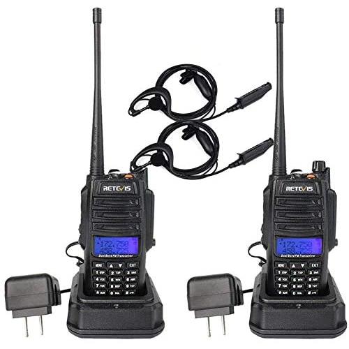 Retevis RT6 Waterproof 2 Way Radio Long Range,High Power Walkie Talkies for Adults, Dual Band 128 CH LCD Outdoor with Earpiece (2 Pack)