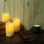 CVHOMEDECO. Flameless Candles Electronic Rechargeable Battery Extra Bright Ivory Dripping Real Wax Pillars LED Flickering Pillar Candle with 10-Key Remote Control, 3 PCS in Set