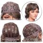 Short Fluffy Wig Dark Brown mixed Blonde Two Tones Pixie Cut Synthetic Heat Resistance Wigs for Women 12inch Long in Good Volume