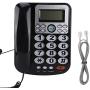 Wired Corded Telephone,Desktop Landline Telephone FSK/DTMF Noise Cancelling Large Button Phone,Real-time Date,Call Time Record with Caller ID LCD Display,Speakerphone for Home/Hotel/Office( Black)