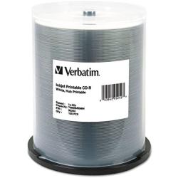 Verbatim CD-R 700MB 52X White Inkjet Hub Printable Recordable Media Disc - 100pk Spindle
