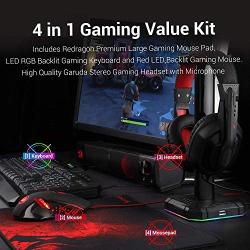 Redragon S101 Wired RGB Backlit Gaming Keyboard and Mouse, Gaming Mouse Pad, Gaming Headset Combo All in 1 PC Gamer Bundle for Windows PC – (Black)