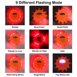 Goplus 6PCS LED Road Flares, Road Emergency Lights Safety Flashing Warning Beacon Disc with Hook and Magnetic Base, 10 Flash Modes (Batteries Not Included), for Car Truck Motorcycle Boat (6PCS)