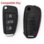 M.JVisun Men Women Genuine Leather Key Fob Cover for Audi A1 A3 A4 A6 A8 Quattro Q2 Q3 Q7 R8 RS3 RS6 S3 S6 TT TTS Key, Car Remote Key Case Pouch Bag with Key Ring Kit Keychain Holder Hook - Black