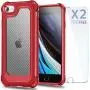 iPhone 6S Case, iPhone 6 Case with [ Screen Protector Tempered Glass x2Pack] SUPBEC Protective Phone Cover with Silicone PC+TPU Shockproof Rubber Heavy Duty Case for iPhone6 / iPhone6S-Clear Red