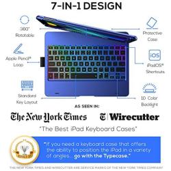 iPad Keyboard Case for 10.2-inch iPad 8th Generation (2020), 7th Gen, Air 3, Pro 10.5 in 11 Colors - 10 Color Backlight, 7 Modes, 360° Rotatable, Slim Protective Cover, Apple Pencil Holder (Navy Blue)
