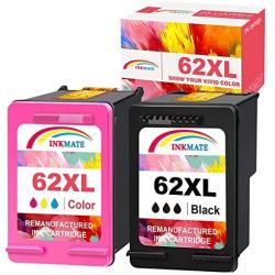 INKMATE Remanufactured Ink Cartridge Replacement for HP 62XL Ink Cartridge Combo Pack Black and Color for Envy 5660 5540 OfficeJet 5740 250 Printer(1 Black, 1 Tri-Color)
