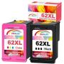INKMATE Remanufactured Ink Cartridge Replacement for HP 62XL Ink Cartridge Combo Pack Black and Color for Envy 5660 5540 OfficeJet 5740 250 Printer(1 Black, 1 Tri-Color)