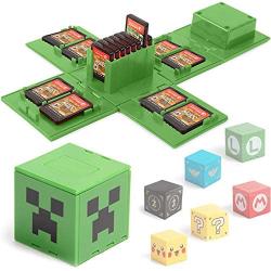 Games Storage Case for Nintendo Switch - Video Game Card Holder Protective Storage System Game Card Organizer Travel Container Box Hard Shell with 16 Game Card Slots (Minecraft Green)