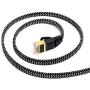 Tera Grand - 3FT - CAT7 10 Gigabit Ethernet Ultra Flat Patch Cable for Modem Router LAN Network - Braided Jacket, Gold Plated Shielded RJ45 Connectors, Faster Than CAT6a CAT6 CAT5e, Black & White