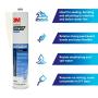 3M Marine Adhesive Sealant 5200 (06504) – Permanent Bonding and Sealing for Boats and RVs – Black – 1/10 Gallon Cartridge