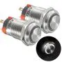 APIELE (Pcs of 2) 12mm Latching Push Button Switch High Round Head Stainless Steel 1 Normally Open with Ring Led (White)