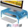 NEATERIZE Monitor Stand for Desk - Metal Monitor Stand Riser and Laptop Desk Stand with Organizer - Desktop Computer Stand and Monitor Riser Stand for Desk with Drawer - Improves Airflow - (Blue)