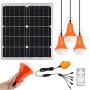 GVSHINE Portable Solar Panel, 20W Solar Lighting Kit for Home RV Hiking Hurricane Shed Emergency - 4 Pack 500 Lumen Rechargeable LED Bulbs with Remote Control Digital Power Display - Phone Charger
