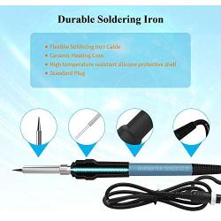 HANMATEK Durable Soldering Station,392℉-896℉ Smart Temperature Control 6 Seconds Rapid Heating Safety Certified Soldering Iron Station Soldering kit with Solder Bracket,Heat- Resistant Sponge SD1