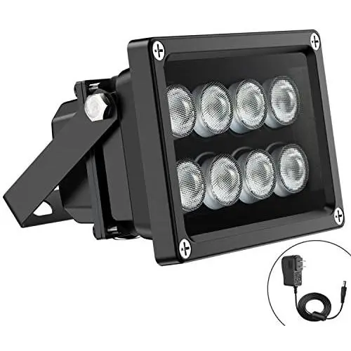 Univivi IR Illuminator 90 Degree Wide Angle 8-LEDs IR Infrared Light for Security Cameras.