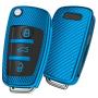 ELOHEI for Audi Key Fob Cover Case,Premium Soft TPU Stripes 360 Degree Full Protection Key Shell Key Case Cover Compatible with Audi A1 A3 Q3 Q7 R8 A6L TT (Blue)
