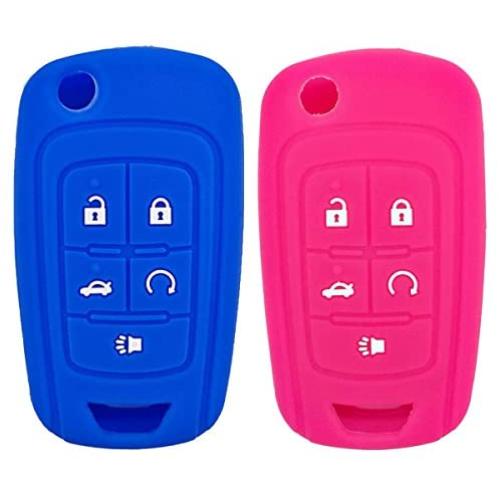 Coolbestda 2Pcs Rubber Pop Out Key Fob Remote Cover Case Keyless Entry Protector Skin Jacket for Chevrolet Equinox Camaro Cruze Malibu Sonic Volt Park