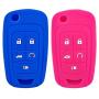 Coolbestda 2Pcs Rubber Pop Out Key Fob Remote Cover Case Keyless Entry Protector Skin Jacket for Chevrolet Equinox Camaro Cruze Malibu Sonic Volt Park