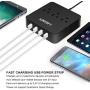 Kinfayv Power Strip with 4 USB Ports & 3 Outlets - Portable USB Strip Surge Protector Desktop Charging Station USB Power Cord with On/Off Switch & 5 Feet Cord for Travel, Hotel, Office