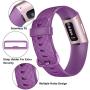 Pack 3 Silicone Bands for Fitbit Charge 4 / Fitbit Charge 3 / Charge 3 SE Replacement Wristbands for Women Men Small Large(Without Tracker) (Large: for 7.1''-8.7'' Wrists, Purple+Mint Green+Pink)