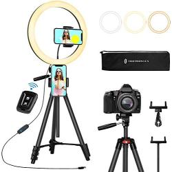 TaoTronics 12'' Selfie Ring Light with 3 Color Modes, 10 Adjustable Brightness, 61“ Extendable Tripod Stand, 2 Phone Holders, Bluetooth Remote Shutter for Photography/Makeup/Live Stream/YouTube/Vlogs