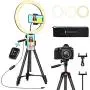 TaoTronics 12'' Selfie Ring Light with 3 Color Modes, 10 Adjustable Brightness, 61“ Extendable Tripod Stand, 2 Phone Holders, Bluetooth Remote Shutter for Photography/Makeup/Live Stream/YouTube/Vlogs