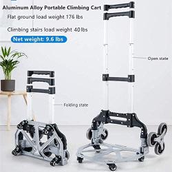 EULANGDE Aluminum Folding Hand Truck Dolly Portable Multi-Purpose Trolley,Climb Stairs Hand Truck,Lightweight Cart for Luggages,Travel Transporting,Office Use,Indoor Outdoor Use,Home Life Use