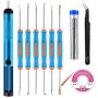 Sainwora 10 Pcs Soldering Accessories Kit Includes 6 Pcs Soldering Assist Aid Repair Tool, Desoldering Pump,Solder Wick & Pocket Pack Solder,Tweezers