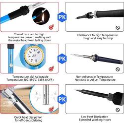 Vastar Soldering Iron Kit, Full Set 60W 110V Soldering Welding Iron Kit - Adjustable Temperature with Digital Multimeter, 5pcs Soldering Iron Tips, Desoldering Pump, Stand, Anti-static Tweezers