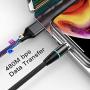 NetDot 12th Generation 3 in 1 Magnetic Fast Charging Cable Data Line Nylon Braided Compatible with Micro USB Type-C Android Smartphones and i-Products(1ft / 3 Pack Black)