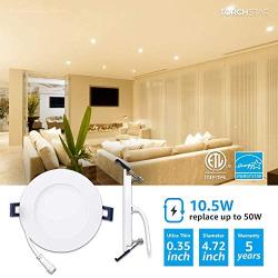 TORCHSTAR Essential Series 12-Pack 10.5W 4 Inch Slim LED Panel Downlight with J-box, Dimmable 800lm Ultra-Thin LED Recessed Light, ETL & Energy Star Listed, 3000K Warm White, White
