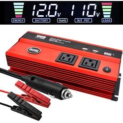 1000 Watt Inverter for Car Power Converter LncBoc Dual Ac Outlets 12V Dc to 110V Ac Modified Sine Wave Inverter With Usb Charger Battery Clips for Tablets, Laptop and Smartpho