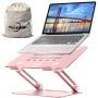 Laptop Stand for Desk - Adjustable Height Laptop Holder, Aluminum Laptop Riser with Heat-Vent, Computer Stand Compatible with All HP, Dell, MacBook Laptop (Rose Gold)