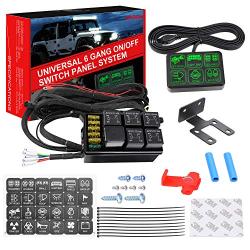 6 Gang Switch Panel Kit, Auto Power Plus Circuit Control Box Relay System Universal ON-Off Touch Switch Box for Car Marine Boat ATV UTV Truck