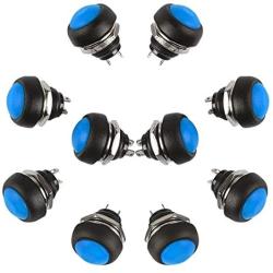 PP-NEST 10 Pieces 12mm Waterproof Push Button Momentary On Off Switch ANKG-01 (Blue)