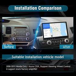 SYGAV Android 10 for 2006-2011 Honda Civic Acura CSX Radio Built-in Carplay Android Auto 10.2 Inch Touch Screen Car Stereo GPS Navigation Head Unit