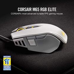 Corsair M65 RGB Elite - FPS Gaming Mouse - 18,000 DPI Optical Sensor - Adjustable DPI Sniper Button - Tunable Weights - White