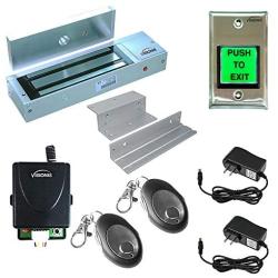 Visionis FPC-5019 One Door Access Control Inswinging Door 1200lbs Electromagnetic Lock Kit with Wireless Receiver and Remote Magnetic Lock System