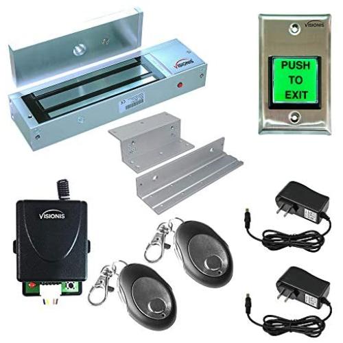 Visionis FPC-5019 One Door Access Control Inswinging Door 1200lbs Electromagnetic Lock Kit with Wireless Receiver and Remote Magnetic Lock System