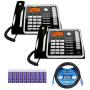 Motorola ML25260 DECT 6.0 Expandable Corded 2-Line Business Phones with Speakerphone and Digital Answering System (2-Pack) Bundle with Blucoil 10-FT 1 Gbps Cat5e Cable and 10 AAA Batteries